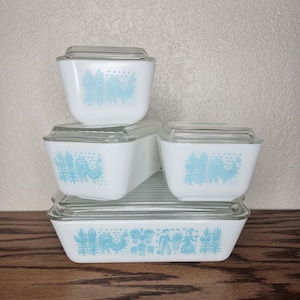 Pyrex Amish Butterprint Refrigerator Dish Set | Vintage 1950&#39;s Full Fridgie Set of 8 | 501 x 2, 502 & 503