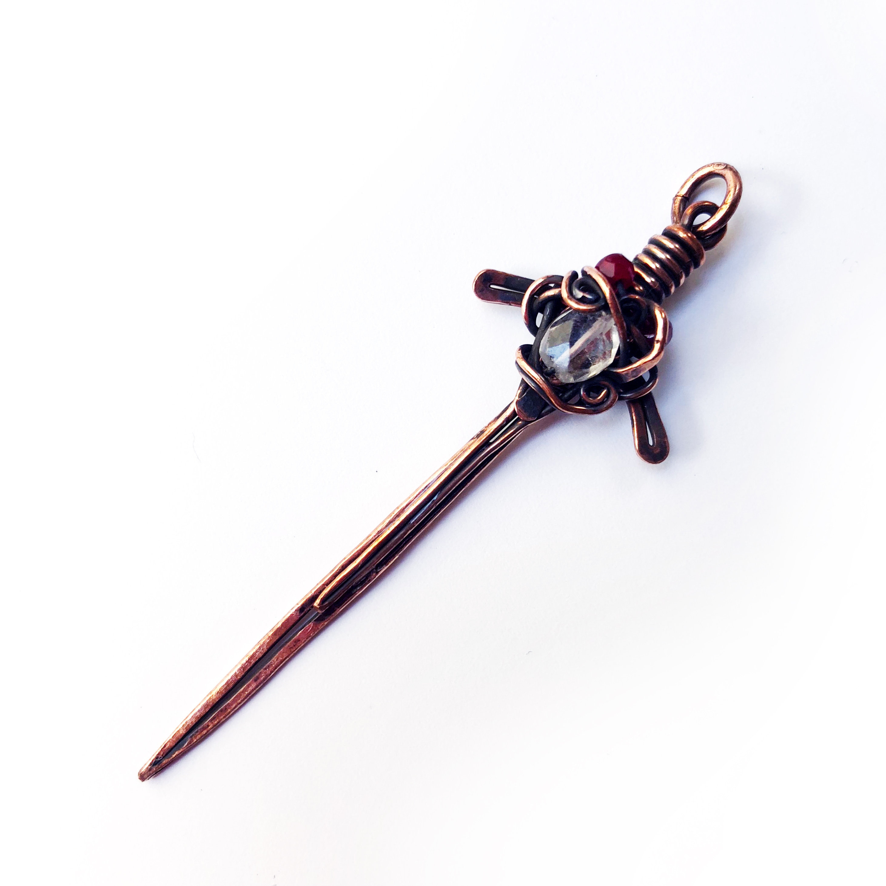 Jeweled Sword Wire Wrapped Pendant W Gemstones (cosplay, Game of