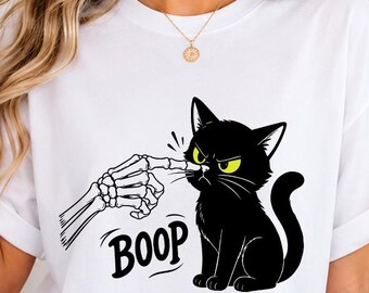 Skeleton Hand Boop Cat Spooky Halloween Funny Cat Lover PNG, Funny Halloween Cat PNG, Skeleton Hand Boop Design, Spooky Cat Sublimation