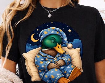 Mallard Duck Sleeping in Cute Pajamas Sleep PNG Sublimation Design, Funny Sleeping Duck Clipart, Cute Farm Animal Digital Download Cut File