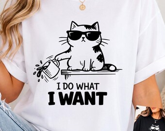 I Do What I Want Cat PNG, Funny Cat Sunglasses Design, Cool Cat Coffee Mug, Sarcastic Cat Quote, Line Art Cat Sublimation DTF Transfer