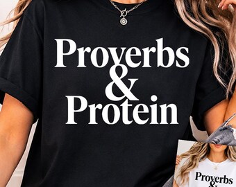 Proverbs and Protein Faith Fitness Funny Gym Design PNG, Workout Motivation Digital Download, Fitness Lover Sublimation Design