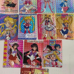 Sailor Moon Cards 90s Official authentic Original Rare Vintage trading cards Limited Edition Sailor Mars Sailor Mercury Kawaii Japan BANDAI