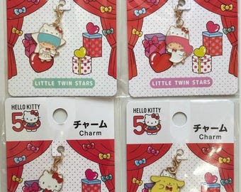 Hello Kitty 50th Anniversary Keycharm Keychain Pompompurin Little Twin Stars Kiki Lala Sanrio New Unopened Kawaii Japan daiso 2024