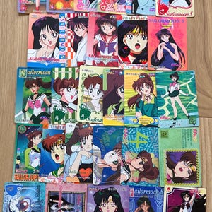 Sailor Mars Sailor Jupiter Sailor Pluto Cards 90s Official authentic Original Rare Vintage trading cards Limited Edition Sailor Moon Kawaii