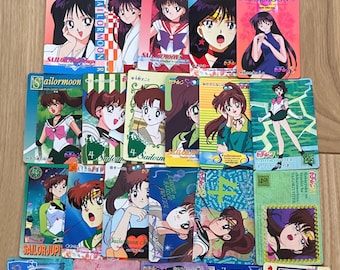 Sailor Mars Sailor Jupiter Sailor Pluto Cards 90s Official authentic Original Rare Vintage trading cards Limited Edition Sailor Moon Kawaii