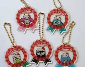 Hello Kitty 50th Anniversary Acrylic Keychain Kerokerokeroppi Bad Badtz Maru My Melody Tuxedosam Hangyodon Sanrio New Kawaii Japan 2024