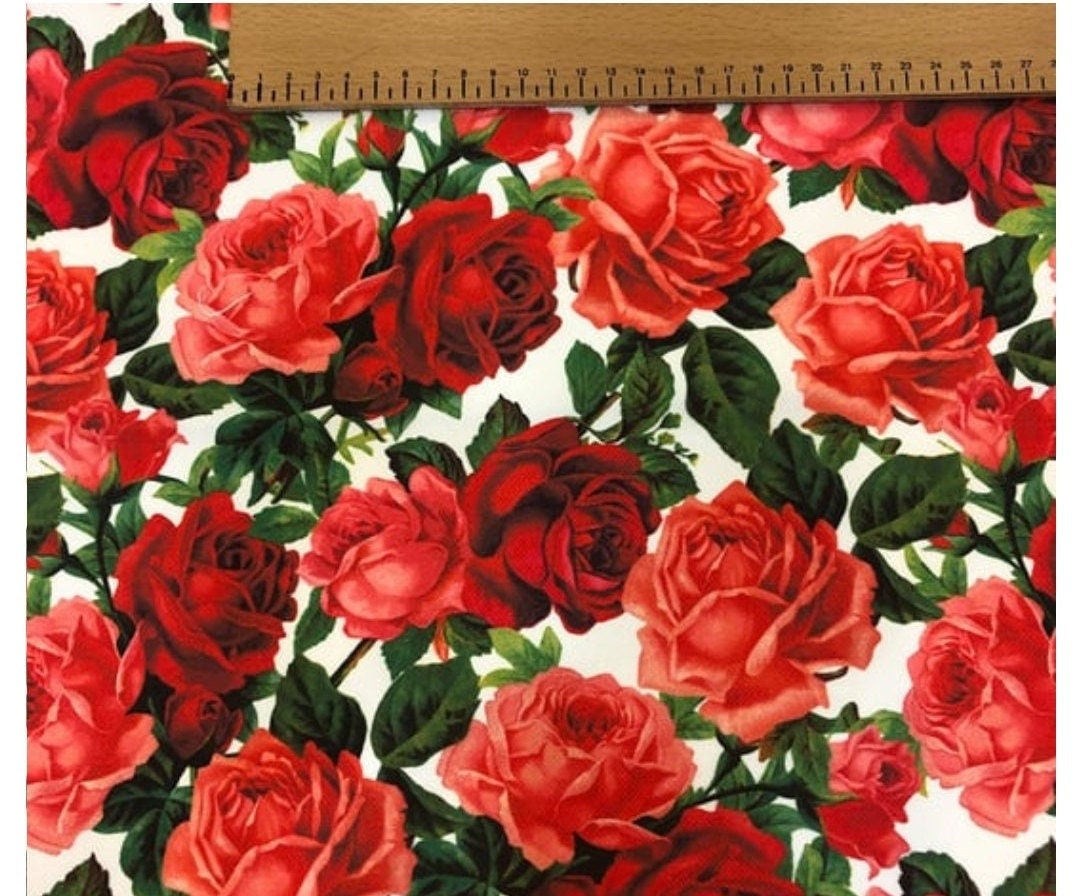 Red Roses Upholstery Fabric by the Yard, Digital Printing Upholstering ...