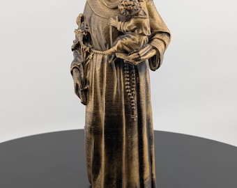 St Anthony of Padua Statue, Saint Anthony Statue for Home Altar, Catholic Statue Patron Saint Gift, Bronze-Finish Saint Figurine