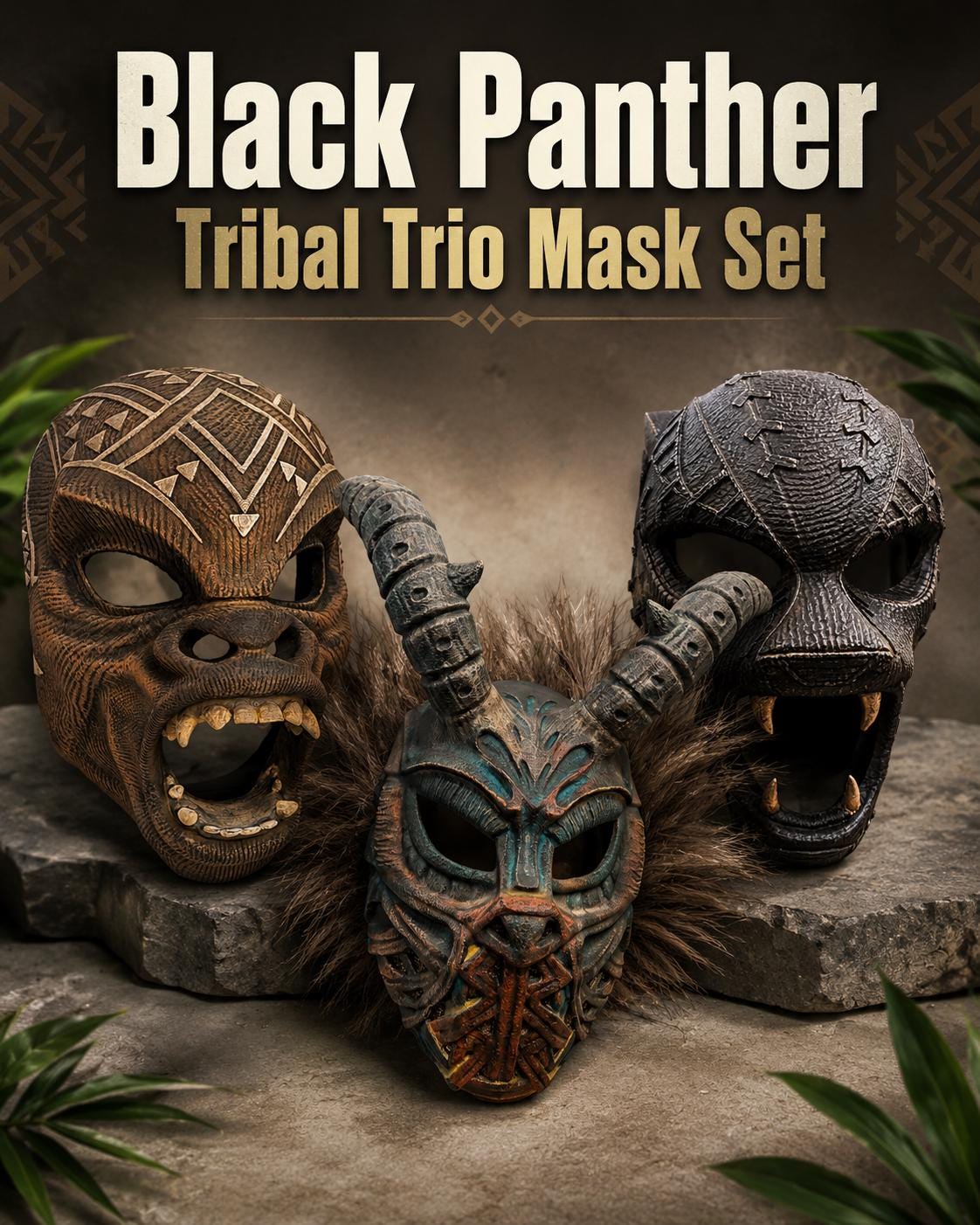 Techala Marvel Mask Black Panther Mask Set, T'challa Killmonger M'baku Cosplay Trio ...