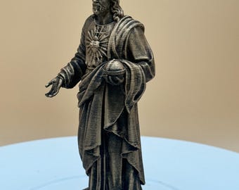 Estatua del Sagrado Corazón de Jesús: Acabado en bronce antiguo, decoración cristiana para el hogar