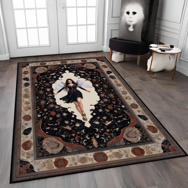 Colorful Angel Theme Rug, Mystic Persian Rug, Colorful Living Room Rug ...