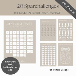 Bundle XXL Savings Challenge A6 Printable PDF Template | Minimalist Design | Cash Stuffing | Budget Planner Challenge | Savings Plan