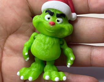 Mini Grinch, Articulated Fidget Toy, 3D Printed Christmas Gift