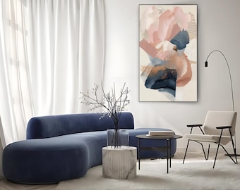 Arte mural abstracto de nubes azules y rosas etéreas - Póster imprimible en tonos pastel (descarga digital)