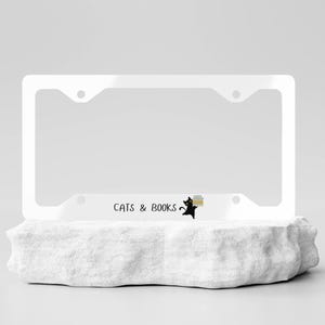 Moldura para placa de carro com gatos e livros, decoração para cartão de amante de livros, acessórios para carro, moldura para placa de carro fofa, presente para amante de livros, decoração para carro de estimação