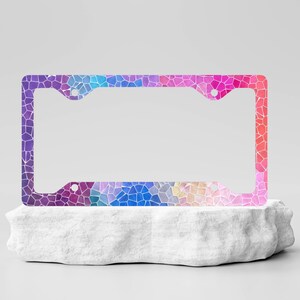 Mosaic License Plate Frame Cute Car Accessories for Her Gift for New Driver Colorful License Plate Frame Decor for Car License Frame