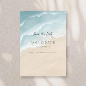 Benutzerdefinierte Save the Date einladen | Küsten Hochzeitsmitteilung | Personalisiert | Strand Hochzeit Digital einladen | Save the Date Ausdruckbar