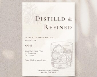 Aged to Perfection Birthday Invitation | Bourbon Whiskey Party Invite | Personalized Digital Invite | Men’s Celebration | Printable