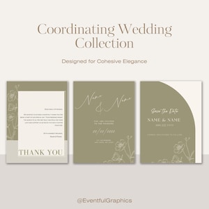 Custom Wedding Invitation Bundle | Printable Suite with Save the Date, Formal Invite, Thank You Card | Personalized | Elegant Floral