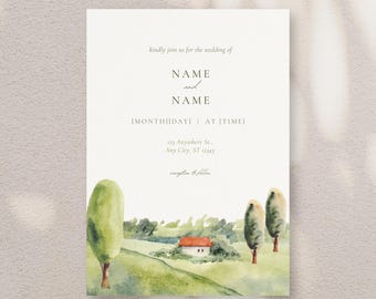 French Countryside Wedding Invitation | Rustic Elegant Wedding Invite | Personalized Digital Invite | Printable Wedding Stationery