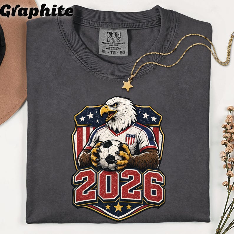 USA Soccer 2026 T-Shirt, American Eagle Patriotic Football Fan Tee, Distressed USMNT Gift Bild 9