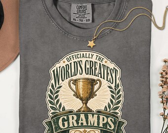 World's Greatest Gramps T-Shirt | Vintage Trophy Grampa Gift | Father's Day Grandfather Present | Retro Grandpa Award Tee