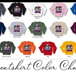 Colorful Graphic Sweatshirt Freedom Design, Unisex Crewneck Pullover Casual Wear, Multiple Colors Available, Comfortable Fit