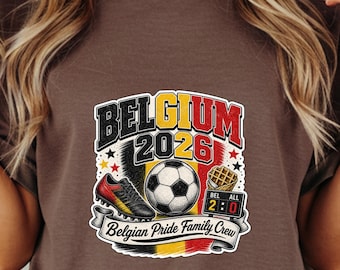 Belgium 2026 Soccer Fan T-Shirt | Belgian Pride Family Crew Football Tee | Vintage Distressed World Cup Shirt Gift