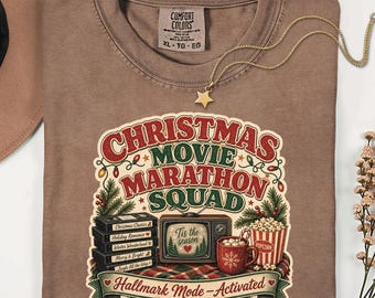 Christmas Movie Marathon Squad T-Shirt | Cozy Retro Holiday Tee | Hallmark Mode Activated Gift for Movie Lovers & Family
