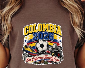 Colombia 2026 Soccer T-Shirt, Los Cafeteros Family Crew World Cup Fan Tee, Colombian Football Pride Shirt, Futbol Fan Gift
