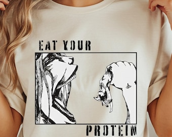 Eat Your Protein Anime Shirt, Attack on Titan T-Shirt, Anime Gym T-Shirt, AOT Eren Yeager Shirt, Manga Lover Tee
