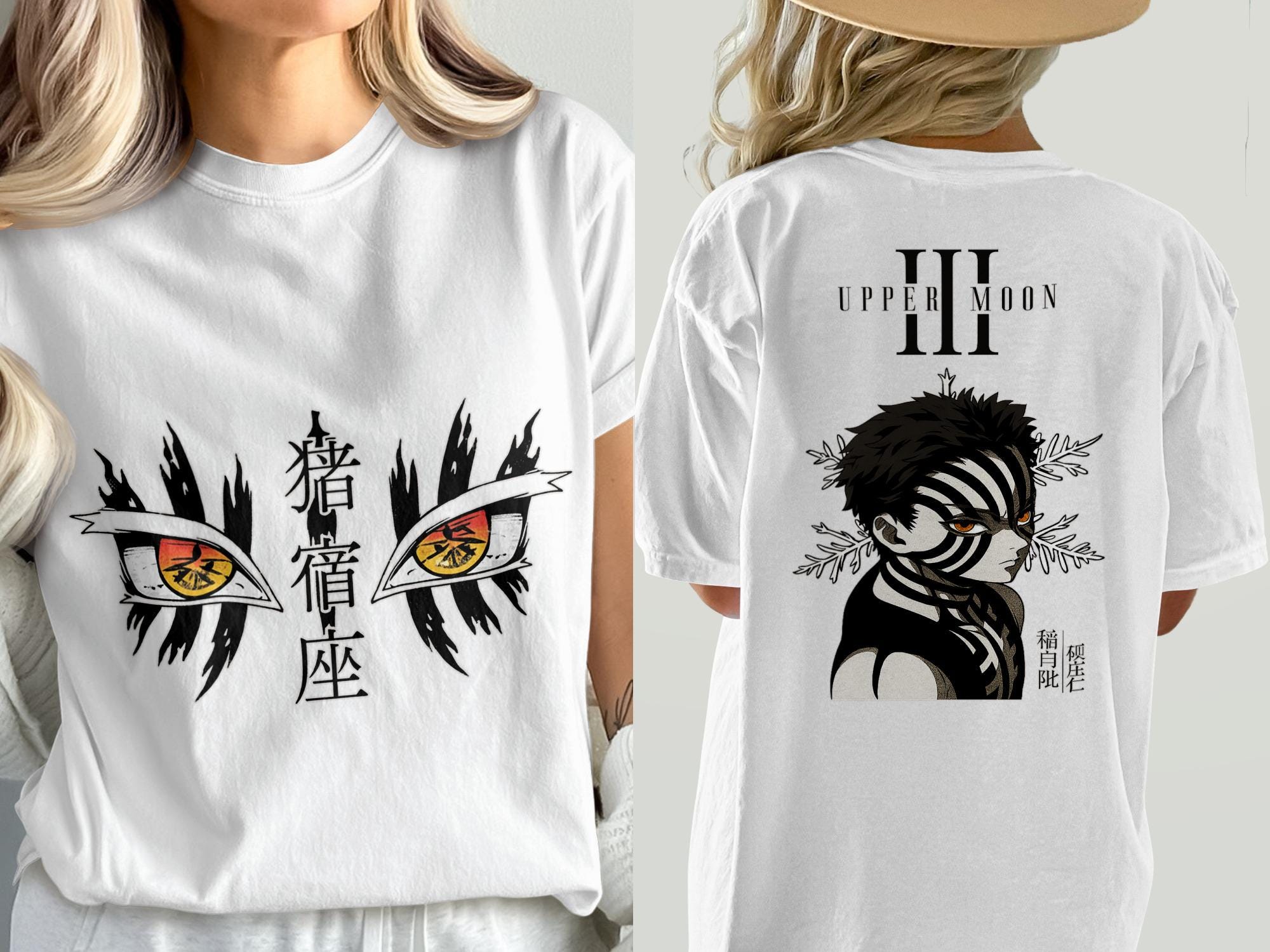 T-SHIRT DEMON SLAYER (KIMETSU NO YAIBA) - AKAZA UPPER MOON 3 - TAILLES S à 5XL - NEUF ÉTIQUETÉ