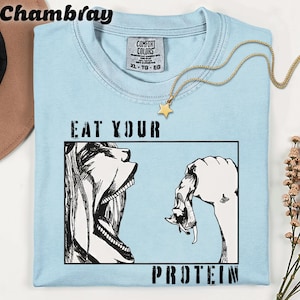 Eat Your Protein T Shirt, Gym Motivation Shirt, Workout Graphic Tee, Fitness Apparel, Exercise Top, Funny Fitness Shirt