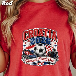 Croatia 2026 Vatreni Family Crew soccer graphic with ball, cleat, and scoreboard.