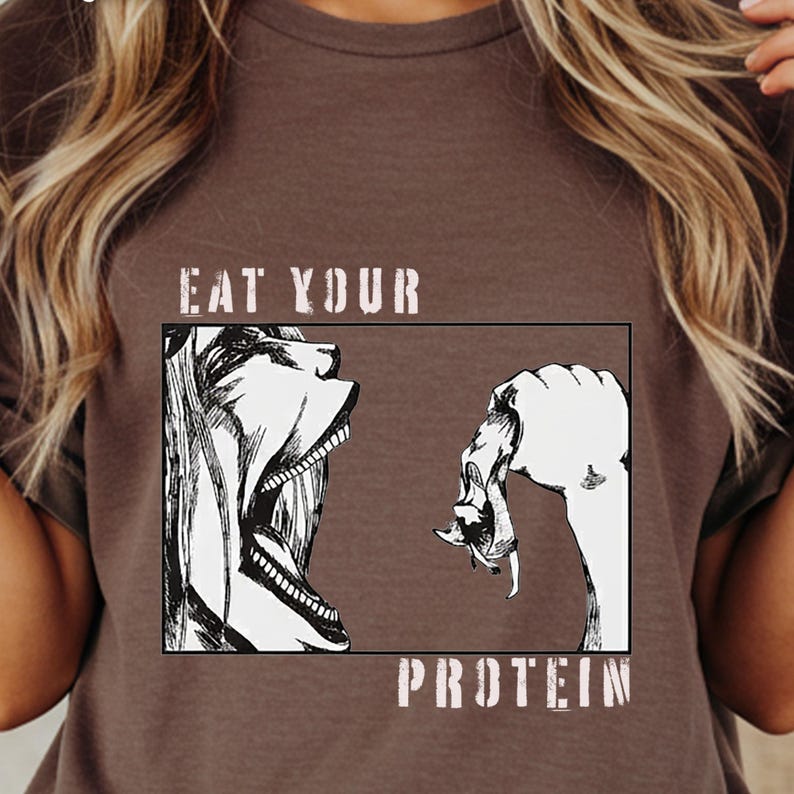 Graphic tee, Eat Your Protein shirt, Funny graphic t-shirt, Unique design shirt, Trendy casual wear, Cool statement top