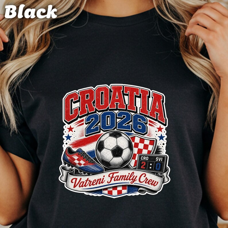 Croatia 2026 Vatreni Family Crew soccer graphic with score board.