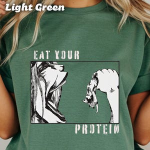 Eat Your Protein Graphic Tee, Fitness Motivational Shirt, Workout Quote T-Shirt, Funny Gym Apparel, Gym Motivation Top