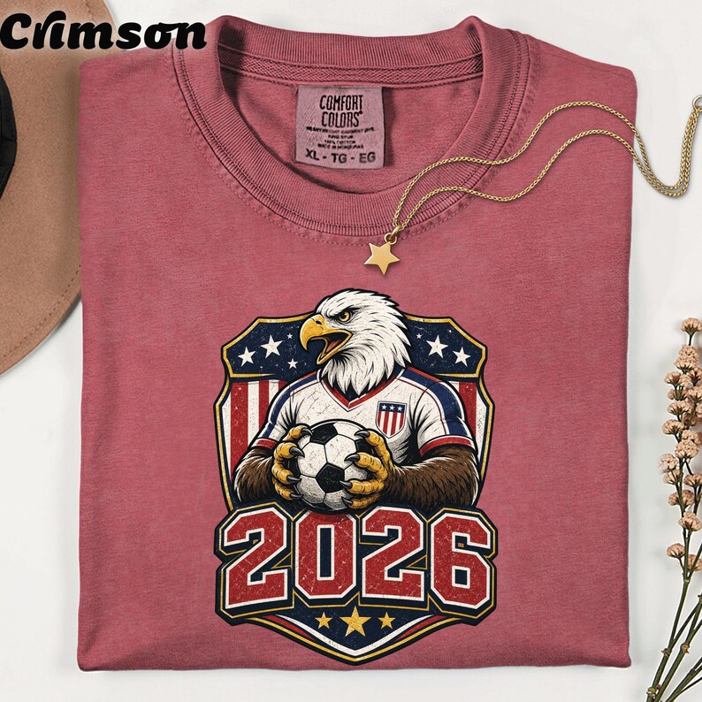 USA Soccer 2026 T-Shirt, American Eagle Patriotic Football Fan Tee, Distressed USMNT Gift Bild 6