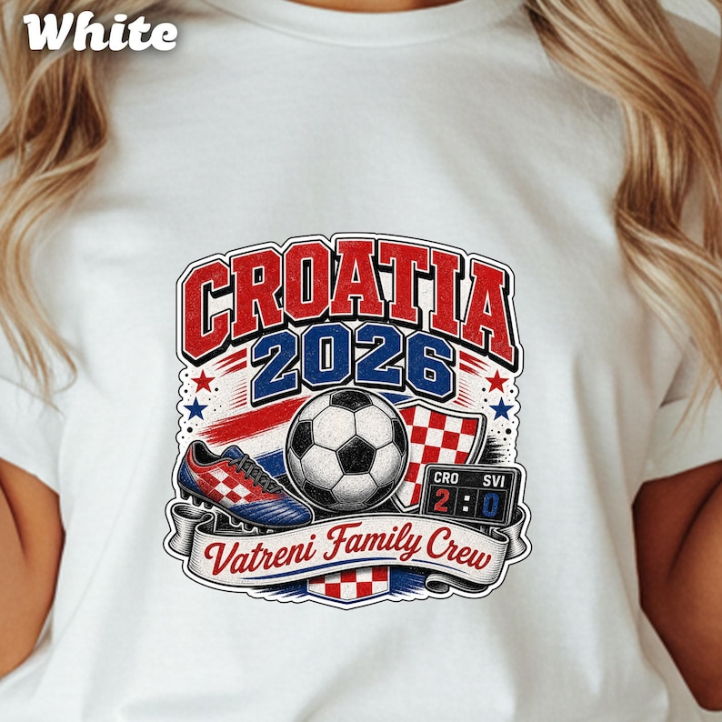 Croatia 2026 Vatreni Family Crew graphic with soccer ball and cleat.