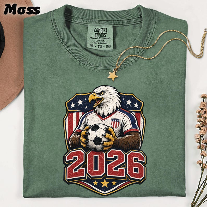 USA Soccer 2026 T-Shirt, American Eagle Patriotic Football Fan Tee, Distressed USMNT Gift Bild 3