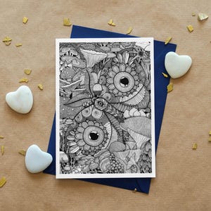 Carte de voeux papillons de nuit et champignons avec enveloppe