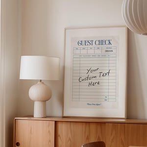 Custom Guest Check Print | Bar Cart Art | Guest Check Wall Art | Custom Quote Poster| Trendy Wall Art | Personalized Decor Gift | Wall Decor
