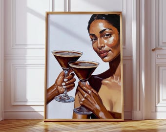 Espresso-martini-afdruk | Digitale muurkunst | Kunst barwagen | Cocktailposter | Muurkunst | Trendy print | Minimalistisch | Elegant | Kamerinrichting