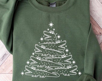 Alligator Christmas Tree Sweatshirt: Funny Holiday Sweater