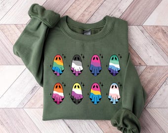 LGBTQ Ghost Halloween Sweatshirt, Queer Spooky Season Shirt