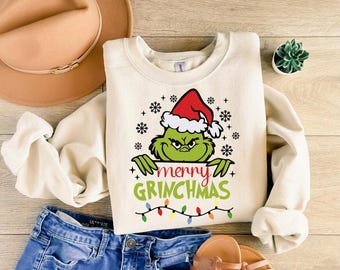Chemises Grinchmas, Chemise de Noël Grinch, Chemise de Noël, T-shirts Grinch de Noël, Chemises Noël famille 2024, T-shirts Joyeux Noël