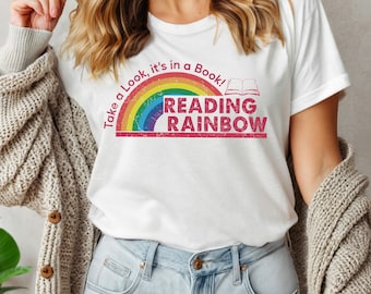Reading Rainbow Shirt, Retro Teacher Librarian Gift