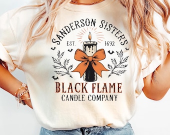 Sanderson Witch Museum Sweatshirt, Black Flame Candle, Halloween Sweater