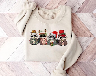Christmas Raccoon Sweatshirt, Funny Animal Tee